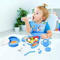 Assiette en silicone personnalisée et étanche pour bébé sans Bpa de qualité alimentaire sur le thème des astronautes ensemble de vaisselle cuillère bol vente en gros
