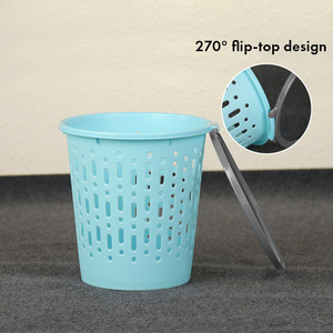 Open Top <b>Large</b> Capacity <b>Bin</b> Vented Hollow Plastic Waste Basket PP Durable Dustbin with Pressure Ring to Secure Garbage Bags - Product Image 2