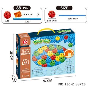 Kit de construction de tente perlée DIY pour enfants, jouet éducatif et artisanal, maisonnette à assembler avec design de château qui brille dans le noir - Product Image 2