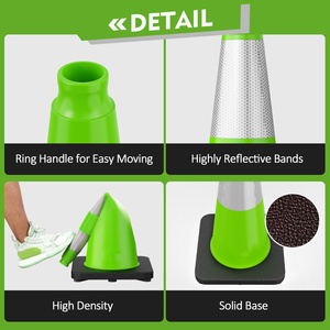 กรวยจราจร CITICITY ขนาด 28 นิ้ว พร้อมฐานถ่วงน้ำหนักสีดำ กรวยพีวีซีสีเขียวมะนาวพร้อมแถบสะท้อนแสงมองเห็นได้ชัดเจน - Product Image 3