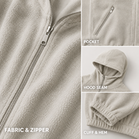 Sweat à capuche zippé en molleton pour homme, marque privée, manches raglan, poches angulaires, ourlet élastique, style streetwear décontracté, manches longues