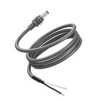 Câble d'alimentation miniature DC 5,5x2,1 mm, cordon de remplacement 18AWG pour appareils 12V, 1m 1,5m, extrémités en fil étamé, gaine en PVC gris