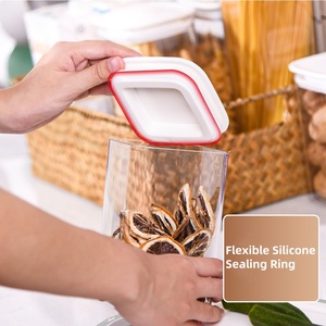 Citylife Rectángulo Contenedores de almacenamiento de plástico con tapas Tarro de almacenamiento de alimentos transparente Contenedores de café de azúcar Contenedor de almacenamiento de <span class=keywords><strong>despensa</strong></span> - Product Image 4