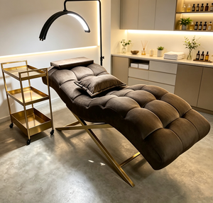 Lit de massage en velours d'acier inoxydable, lit de beauté pour cils, lit de spa facial noir – Vente en gros usine à prix abordable - Product Image 1