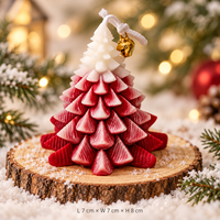 Arovi - Bougie parfumée en forme de petit sapin de Noël en stock, décorations de Noël enneigées, couleur et parfum personnalisés, cadeau festif