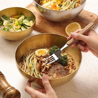 Grand bol bibimbap épais en acier inoxydable pour hôtel et restaurant pour nouilles froides coréennes et salade de fruits