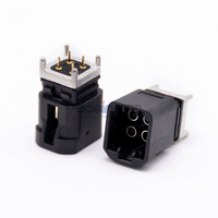 Conector RF Mini-Fakra Macho 4 en 1, Código A, Montaje en PCB a Través de Orificio, para Radio Automotriz