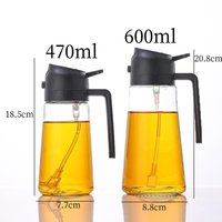 Pulvérisateur et verseur d'huile en verre multifonctionnel 2-en-1, bouteille d'huile intégrée pour l'assaisonnement en cuisine