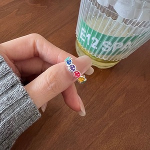 Rainbow Smiley Face <b>Ring</b> S925 Sterling Silver <b>Open</b> Design Unisex Everyday Wear Index Finger <b>Ring</b> - Product Image 3