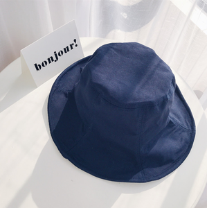 Hot Sell Color Custom 55%Linen 45%Cotton Fashion Unisex <strong>Navy</strong> Blue Fishing Reversible <strong>Bucket</strong> <strong>Hat</strong> - Product Image 2