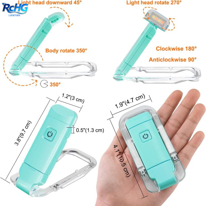 RCHG Foldable USB Rechargeable LED Book Light - Touch Control Eye Protection Reading Lamp