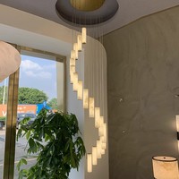 Lámpara Colgante Moderna Minimalista de Alabastro con LED en Espiral para Edificios Dúplex, Lámpara de Techo de Diseño para Escaleras de Hotel