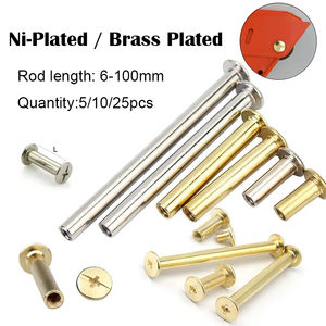 Nickelé plaqué/laiton Album vis cuir ceinture portefeuille Photo Scrapbook Album compte livre poste Chicago vis reliure Rivets - Product Image 2