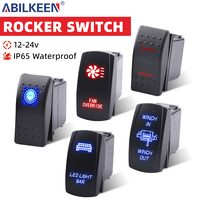 Interrupteur à bascule LED bleu marine 12V-24V marche/arrêt éclairé laser IP65 étanche et résistant à la poussière en ABS résistant aux hautes températures