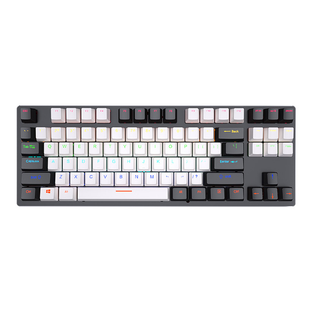 Kinggard  Ergonomics 87 Keys Cyan Axis Red Axis RGB Light USB Wired Anti-Ghosting Gaming Mechanical Keyboard