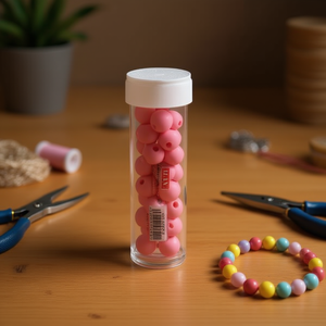 Perline artigianali Ilan Beaded Macaron da 10 cm, rosa pastello scuro, per la creazione di gioielli - Product Image 2