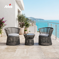Artie Coffee Shop Meubles d'extérieur 2 chaises et table Ensemble de meubles de patio en rotin Ensemble de 2 chaises Meubles de balcon