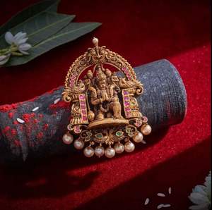 Handmade Bulk Fine <b>Jewellery</b> Pure Silver with Temple Gold Pendant Ethnic Style for Engagement Wedding and Party - Product Image 1