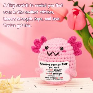 Yuhungtoys 수제 크로 셰 뜨개질 Axolotl 미니 박제 동물 장난감 면 PP 면 졸업 선물 정서적 지원 봉제 - Product Image 2