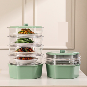 Cubierta transparente de múltiples capas para alimentos y verduras, caja de almacenamiento de mesa de cocina apilable, cubierta de plato, cubierta de aislamiento térmico - Product Image 6