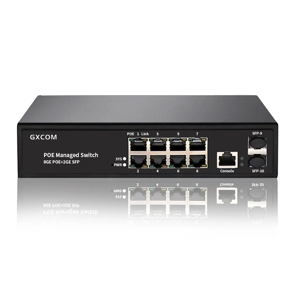2 Layer manageable Ethernet PoE switch 48V 8 port Gigabit 802.3af/at 150W smart managed PoE+ network switch