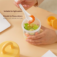 Gobelet portable à double compartiment avec couvercle et cuillère, boîte à bento, saladier, tasse à fruits, repas légers, en plastique, style Instagram