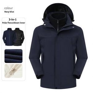 Custom Unisex Polar Fleece Inner Men's Full Zipper 3 in 1 Detachable Winter Coat Waterproof Windbreaker Outdoor <b>Jacket</b> - Product Image 4
