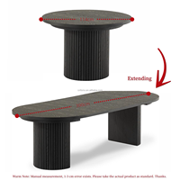 Table à manger ovale moderne extensible en bois de frêne nord-américain avec espace de rangement dissimulé pour 6, 8, 10 ou 12 personnes