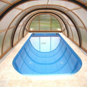 Abri de <span class=keywords><strong>piscine</strong></span> rétractable électrique télescopique pour véranda, structure en aluminium, couverture en polycarbonate, toit mobile, taille personnalisable DIY - Product Image 3