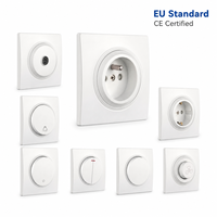 Interrupteur mural simple PLuxury EU 10A/16A 250V 0,6 mm d'épaisseur en laiton certifié CE pour projets hôteliers