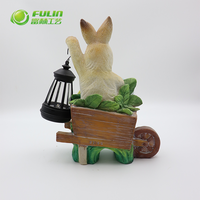 Großhandel 25,5 cm Harz-Osterhase Willkommensschild Gartenfigur mit Laterne für Außenbereich, Hof, Terrasse und Rasendekoration