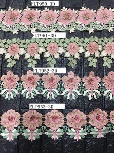 Tela bordada borde Dedigns malla de malla <span class=keywords><strong>Rosa</strong></span> bordada encaje embellecedor para la decoración del vestido - Product Image 5
