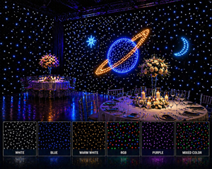 Telón de Fondo LED RGB con Cortina de Estrellas, Luz Blanca Cálida y Azul, Tela Negra con Efecto de Luz de Estrellas para Cabina de Fotos, Escenario, DJ, Control Remoto DMX - Product Image 5