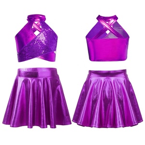 ชุดแสดงเต้นแจ๊สสำหรับเด็กผู้หญิงอายุ 6-16 ปี เสื้อครอปเมทัลลิกพร้อมกระโปรงทรงเอ ชุดสำหรับงานวันเกิด การแข่งขันเต้นรำแนวลิริคอล - Product Image 4