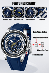 Montre VIP pour homme, vente en gros, chronographe à quartz, aiguilles lumineuses, bracelet en caoutchouc, étanche, meilleur cadeau pour lui - Product Image 5
