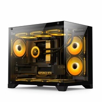 Venta al por mayor de aluminio Gaming PC Case Panel de vidrio templado vista completa Desktop Computer Case RGB MATX Case PC Gabinete Carcasa para PC