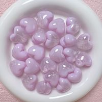 Perles cœur gonflées en crème argentée scintillante avec revêtement UV, à trou droit, pour breloques de téléphone DIY, matériaux pour porte-clés et accessoires de bijoux