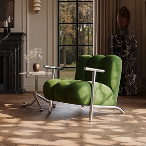 Sillón de <span class=keywords><strong>Terciopelo</strong></span> Estilo Wabi-Sabi de Segunda Mano, Mueble Casual para el Hogar, Sala de Estar, Balcón, Personalizable, Sin Ensamblaje - Product Image 1