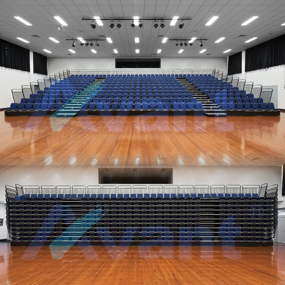 Avant gradinate retrattili sistema di posti a sedere tribuna interna mobile pieghevole teatro sedile Auditorium elettrico telescopico tribuna
