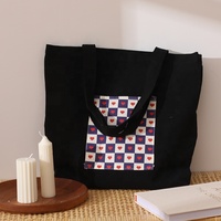 Bolsa de lona exquisita y de moda con logotipo de patrón personalizado de estilo académico para ir de compras