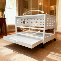 Cage portable moderne en verre massif et fil métallique pour petits animaux, de taille moyenne, avec cadre en acier inoxydable, facile à nettoyer, idéale pour l'élevage des cochons d'Inde