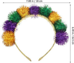 Hong Liang Mardi Gras đầu bopper màu xanh lá cây vàng tím tinsel POM tóc ban nhạc lễ hội Headband ưa thích ăn mặc trang phục đạo cụ Nguồn cung cấp - Product Image 4