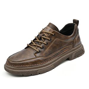 Men's Retro Casual Leather Shoes Large Size, Wear-resistant Leather <b>Flat</b> Sole Outdoor Fashion Martin Boots - Product Image 6