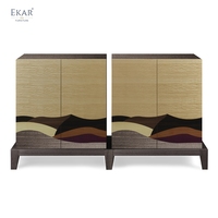 Buffet de designer sur mesure, mobilier haut de gamme pour projets d'aménagement intérieur, armoire buffet en placage pour villa de luxe et hôtel de charme