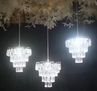 Lustre LED en acrylique pour mariage, 3 têtes, suspension moderne blanc chaud pour hall d'hôtel et scène
