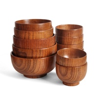 Ensemble de bols en bois de jujube sauvage durable de qualité supérieure, fabriqués à la main, isolants, en bois massif, vaisselle professionnelle pour l'hôtellerie et la maison, style chinois