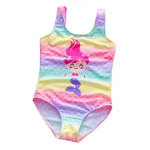 2~11Y Girls Swimsuit One Piece Rainbow print Children Swimwear Girls Swimming Outfit Kids Beachwear