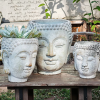 Pot à plantes en béton de style américain fait à la main par Lianda, tête de Bouddha, écologique, suspendu, pour la maison, le bureau, élégant