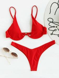 Bikini Personalizado de <span class=keywords><strong>2</strong></span> Piezas Marrón con Escote en V para Mujer, Atado al Cuello y con Cordones, Traje de <span class=keywords><strong>Baño</strong></span> de Triángulo con Almohadillas para el Pecho y Estampado para la Playa - Product Image 3