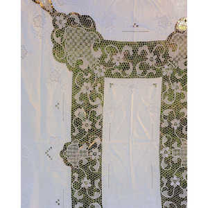 Tissu de rideau en lin et dentelle de Burano de couleur beurre époustouflant par Annacremona - Product Image 6